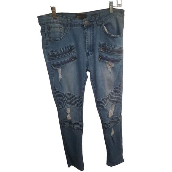 Waimea Men's 32x31 Skinny Fit Distressed Rip Torn Designer Trendy Embroidered - Picture 10 of 16